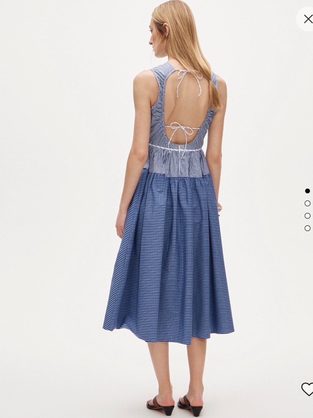 J. Crew Blue Gingham Backless Midi Dress